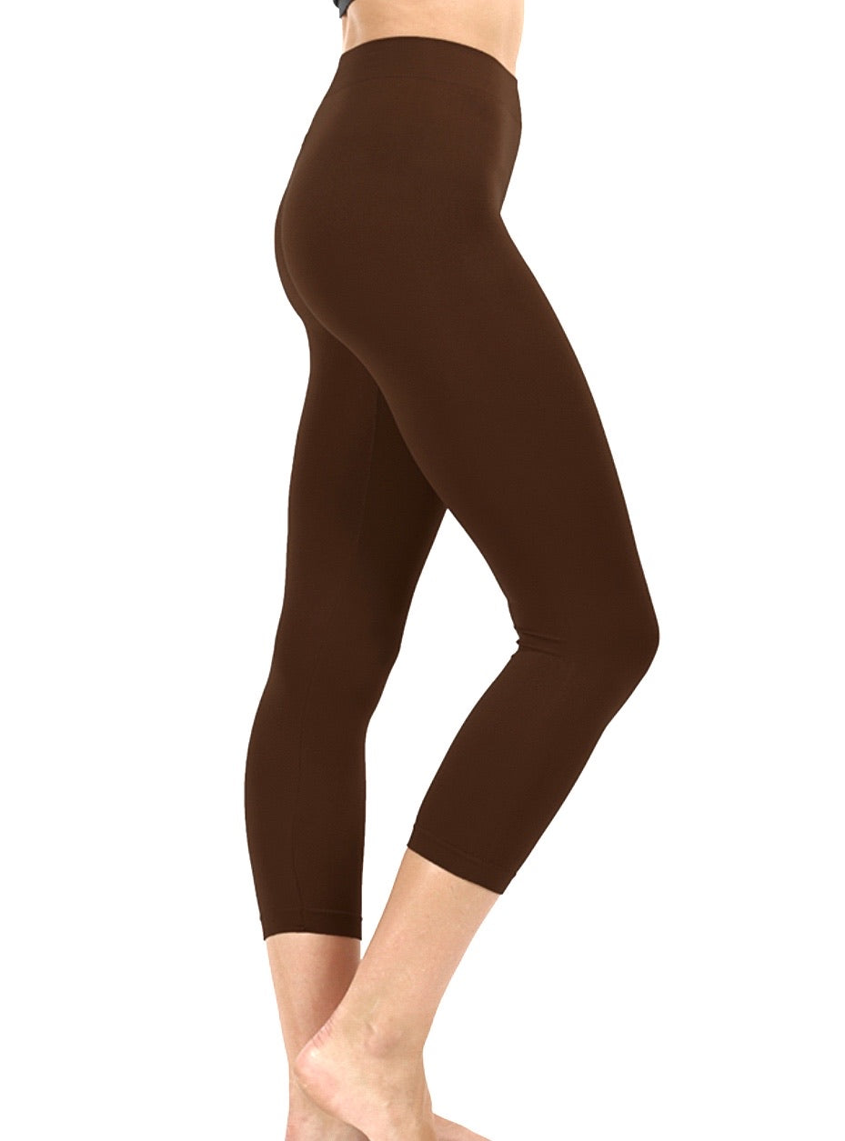 Silky Smooth Chocolate Brown Capri Leggings – Hotmess Express