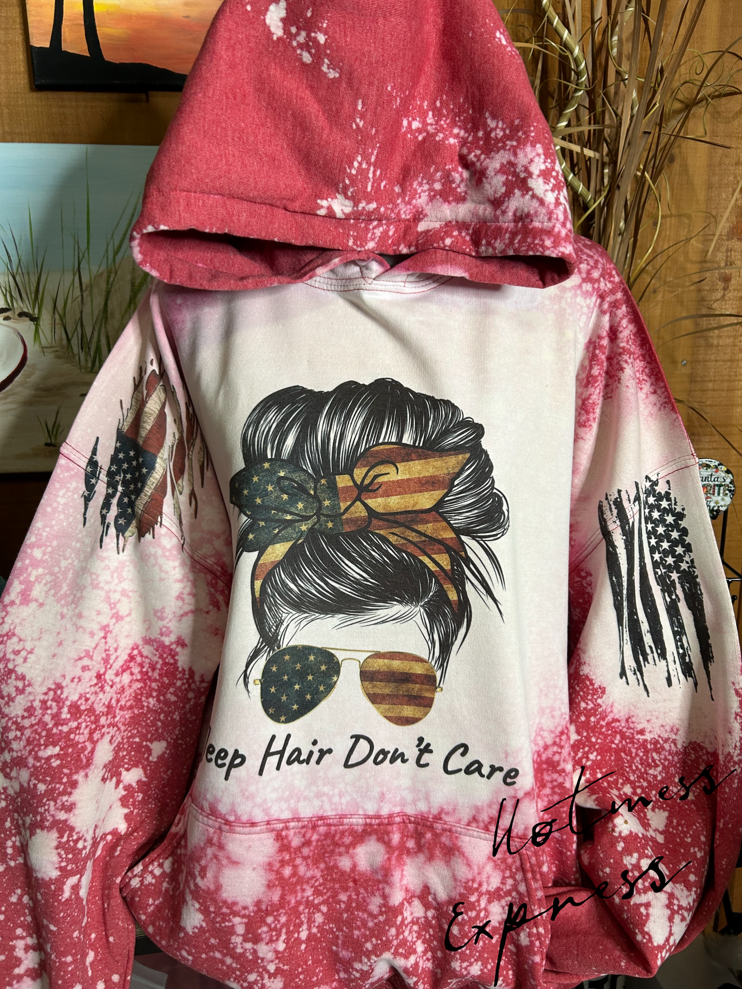 Hair Don’t Care Hoodie Graphic Bleached Hoodie