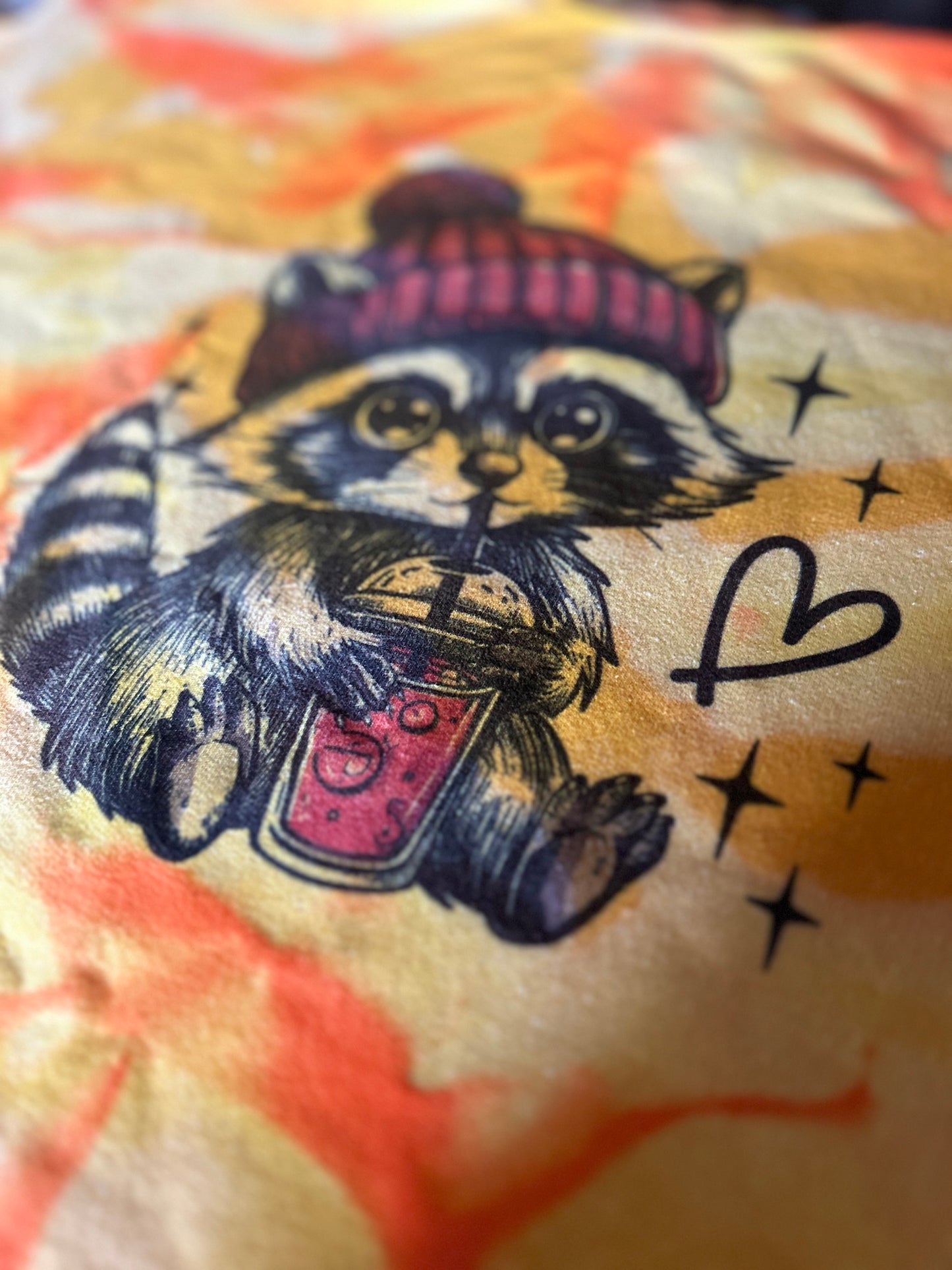 Boba drinking Trash Panda in Fall Graphic Crewneck Sweatshirt