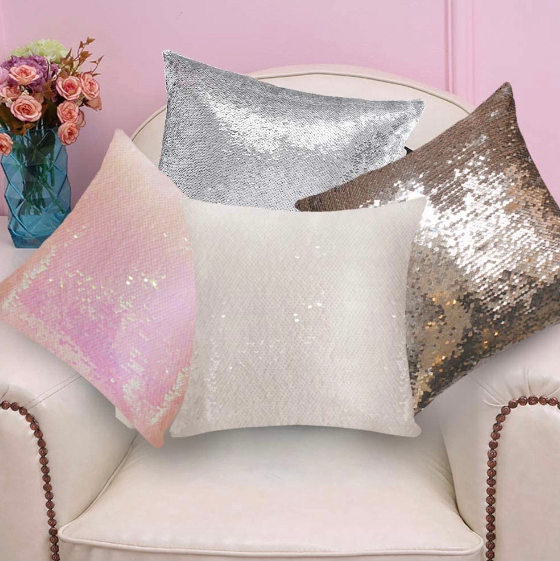 Personalized Sequin Pillow Cover Photo Sequin Pillow Cases Sequin Pillow  Case Picture Reversible Throw Pillowcases 16 X 16 Inches One Side Print