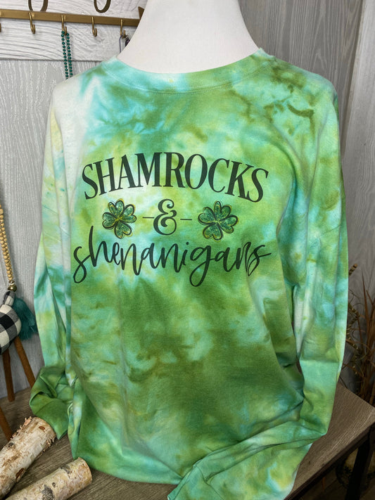 Shamrocks and Shenanigans Long Sleeve Crew Neck Graphic Tee