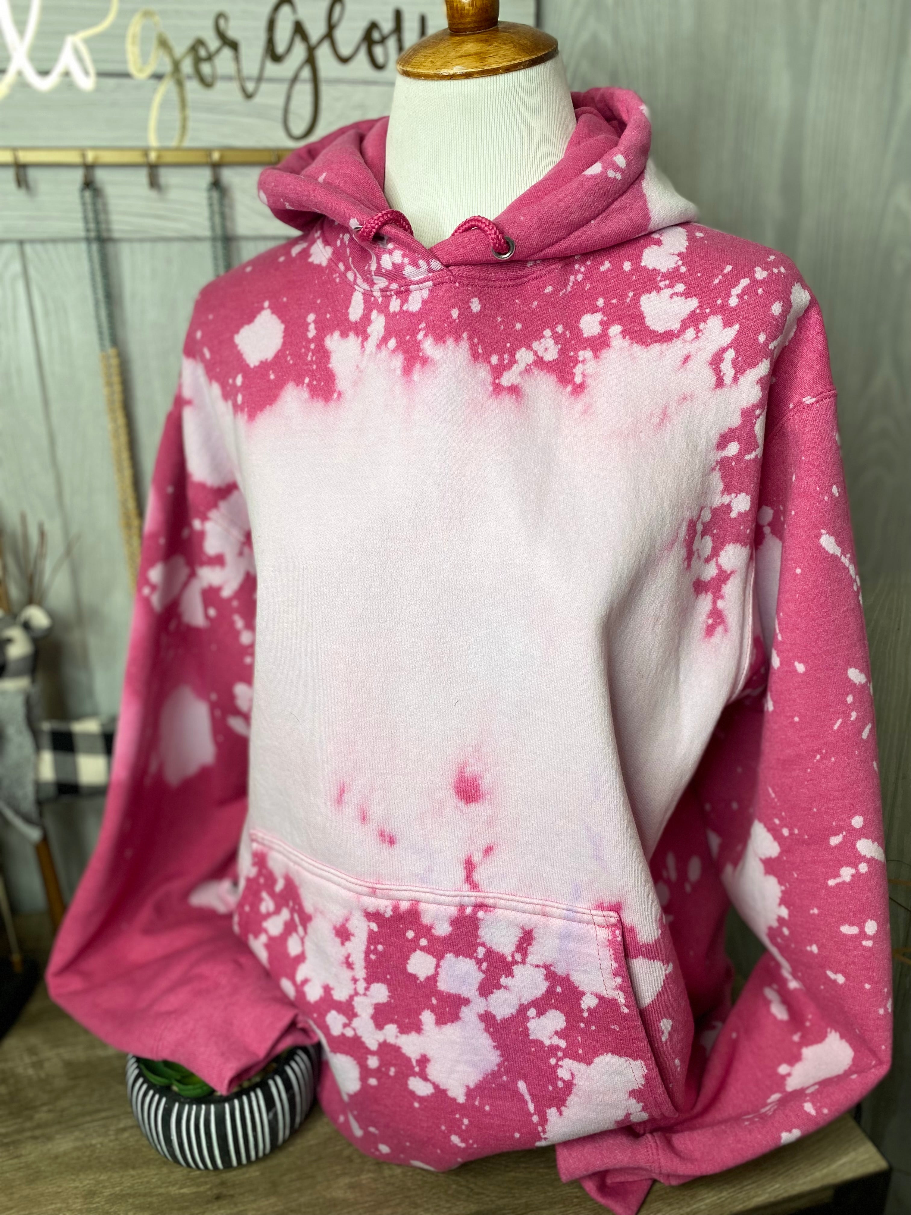 Pink White Graphic Bleached Hoodie Hotmess Express